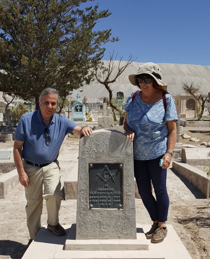{}{El Lugar de Descanso de Nuestros Familiares};{@Date:2018};{@Place:Cementerio Municipal Chuquicamata};{ Chile};{@Author:Clarence Fisk ll};{[|]Cementerios Descanso Familiares};{Charles Mario Fisk Godoy};{Clarence Ames Fisk Sparhawk};{Mary CharlotteFisk Godoy};{Simbolos Masonicos de la Lapida};{eTg};{Clarence Ames Fisk};{Sparhawk};{Chuquicamata};{Florence Abbie};{Susan Elizabeth};{Desde};{Valparaíso Weir};{Scott};{Avenida Blanco 694};{Falleció};{Cementerio Municipal};{Municipal Chuquicamata};{Tumba  11};{Charles Mary};{Calama 16};{Parte};{Plaza};{Teatro Chile};{Centro Comercial};{TRANSLATION TO ENGLISH};{April  1948};{Elizabeth July};{Valparaiso Weir};{Blanco Avenue};{Avenue  694};{August 20};{Municipal Cemetery};{Cemetery Chuquicamata};{Masonic};{Charlie};{December 2017};{Staff};{Theater Chile};{[ATHR]Clarence Fisk ll